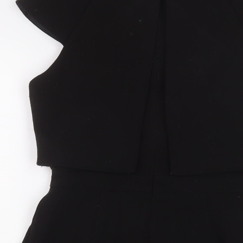 ASOS Womens Black Polyester A-Line Size 10 Crew Neck Zip