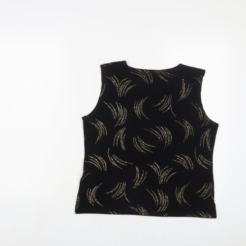 Reflections Womens Black Polyester Basic Tank Size M Crew Neck