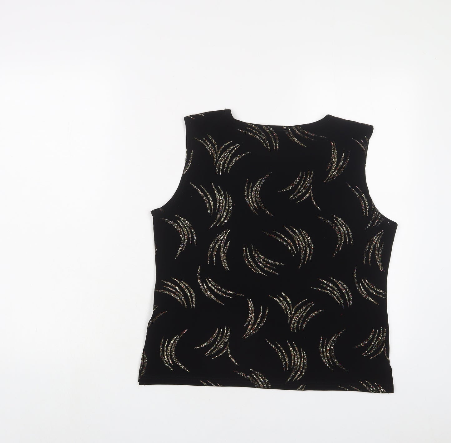 Reflections Womens Black Polyester Basic Tank Size M Crew Neck