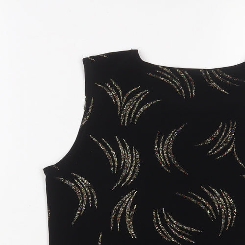 Reflections Womens Black Polyester Basic Tank Size M Crew Neck