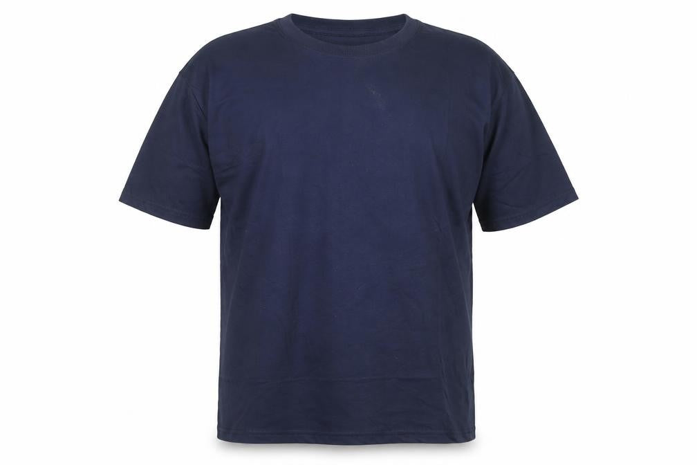 Front view of Redskins men’s blue polyester t-shirt, size XL, crew neck