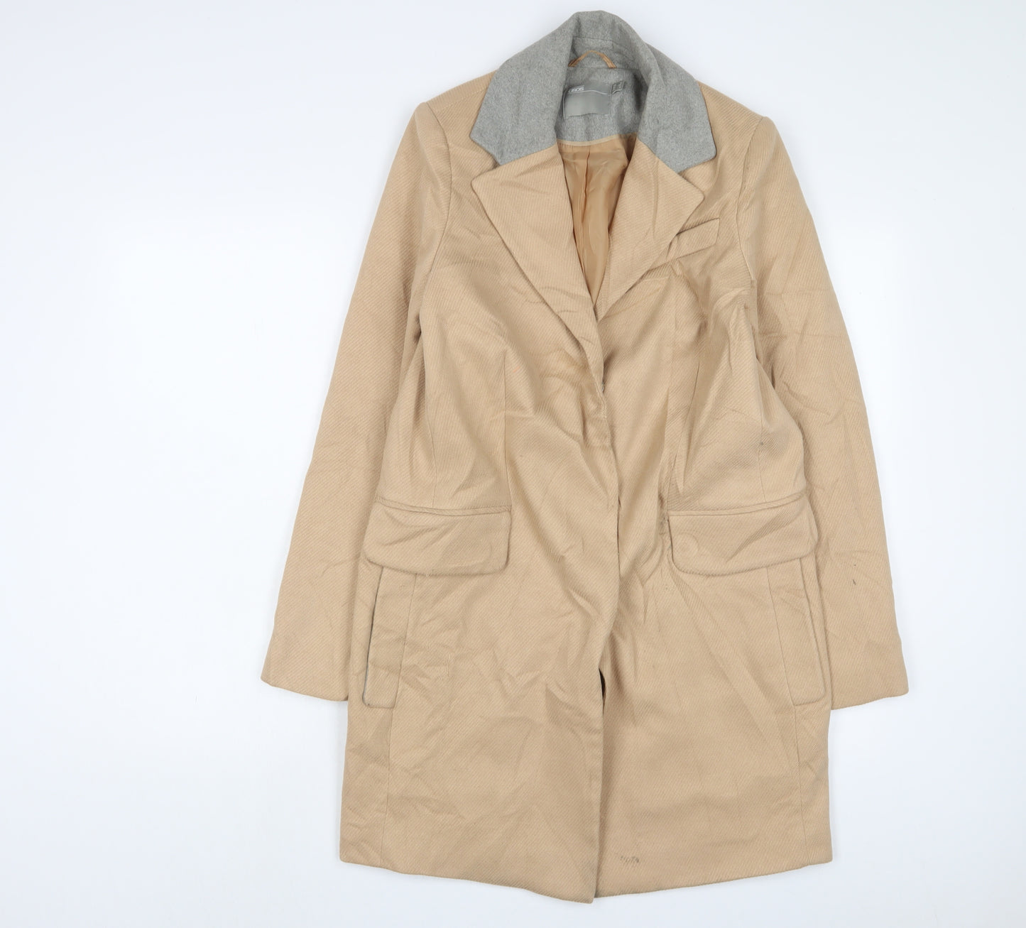 ASOS Womens Brown Overcoat Coat Size 8 Snap