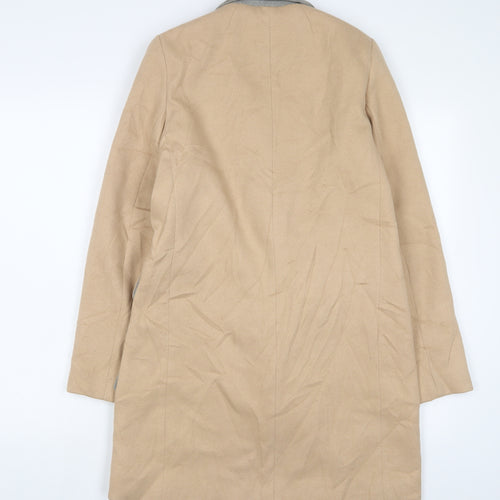ASOS Womens Brown Overcoat Coat Size 8 Snap