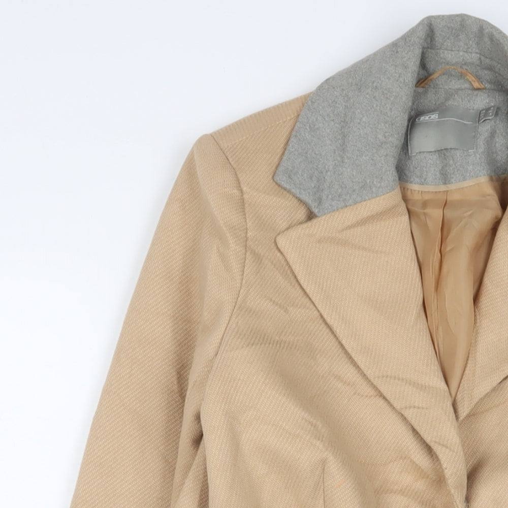 ASOS Womens Brown Overcoat Coat Size 8 Snap