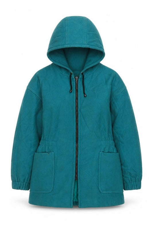 Front view of Jessica Reid women’s blue jacket, size UK 14, zip