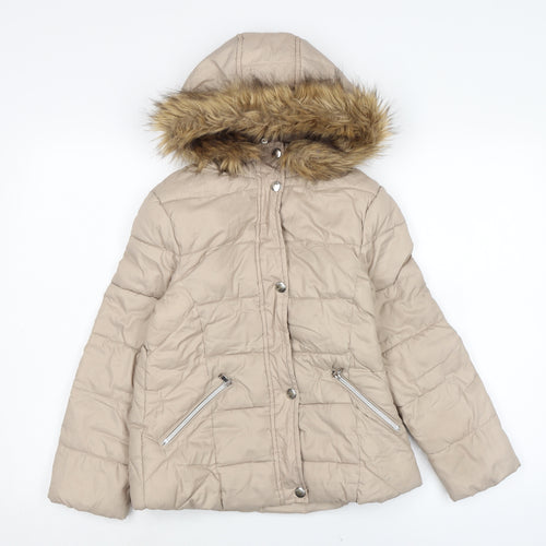 Zara Girls Beige Puffer Jacket Jacket Size 10-11 Years Zip