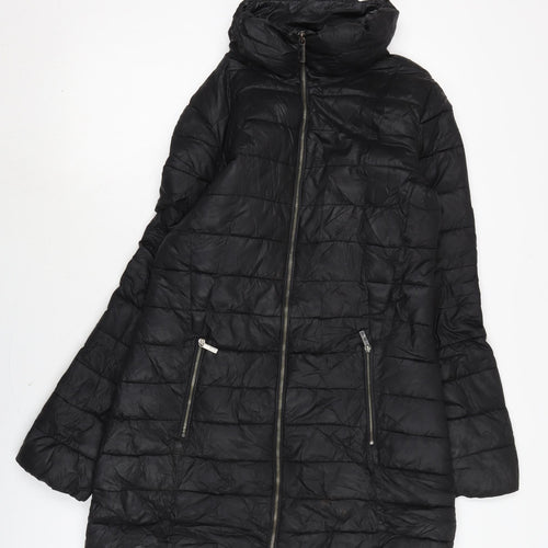 Calvin Klein Womens Black Quilted Coat Size S Zip