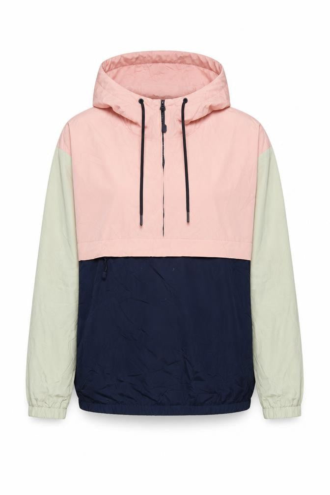 Front view of Divided women’s blue anorak jacket, size L, zip