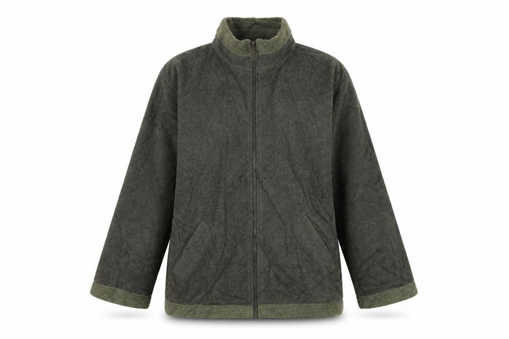 Front view of Marks & Spencer women’s green jacket, size UK 14, zip