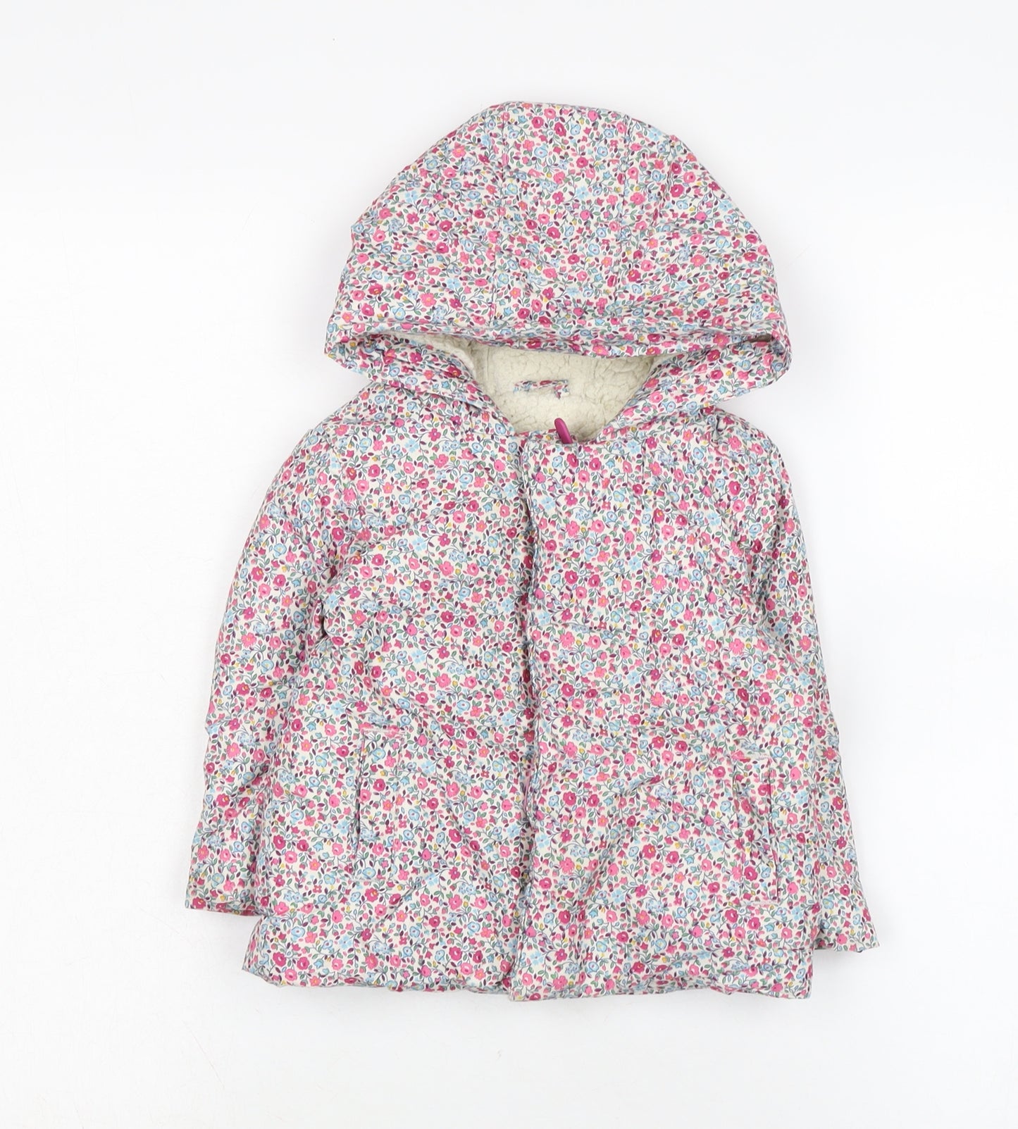 JoJo Maman Bébé Girls Multicoloured Floral Basic Coat Coat Size 13 Years Zip