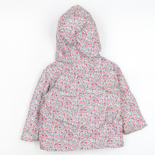 JoJo Maman Bébé Girls Multicoloured Floral Basic Coat Coat Size 13 Years Zip