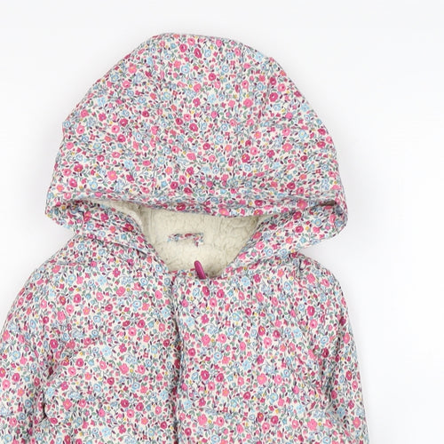JoJo Maman Bébé Girls Multicoloured Floral Basic Coat Coat Size 13 Years Zip