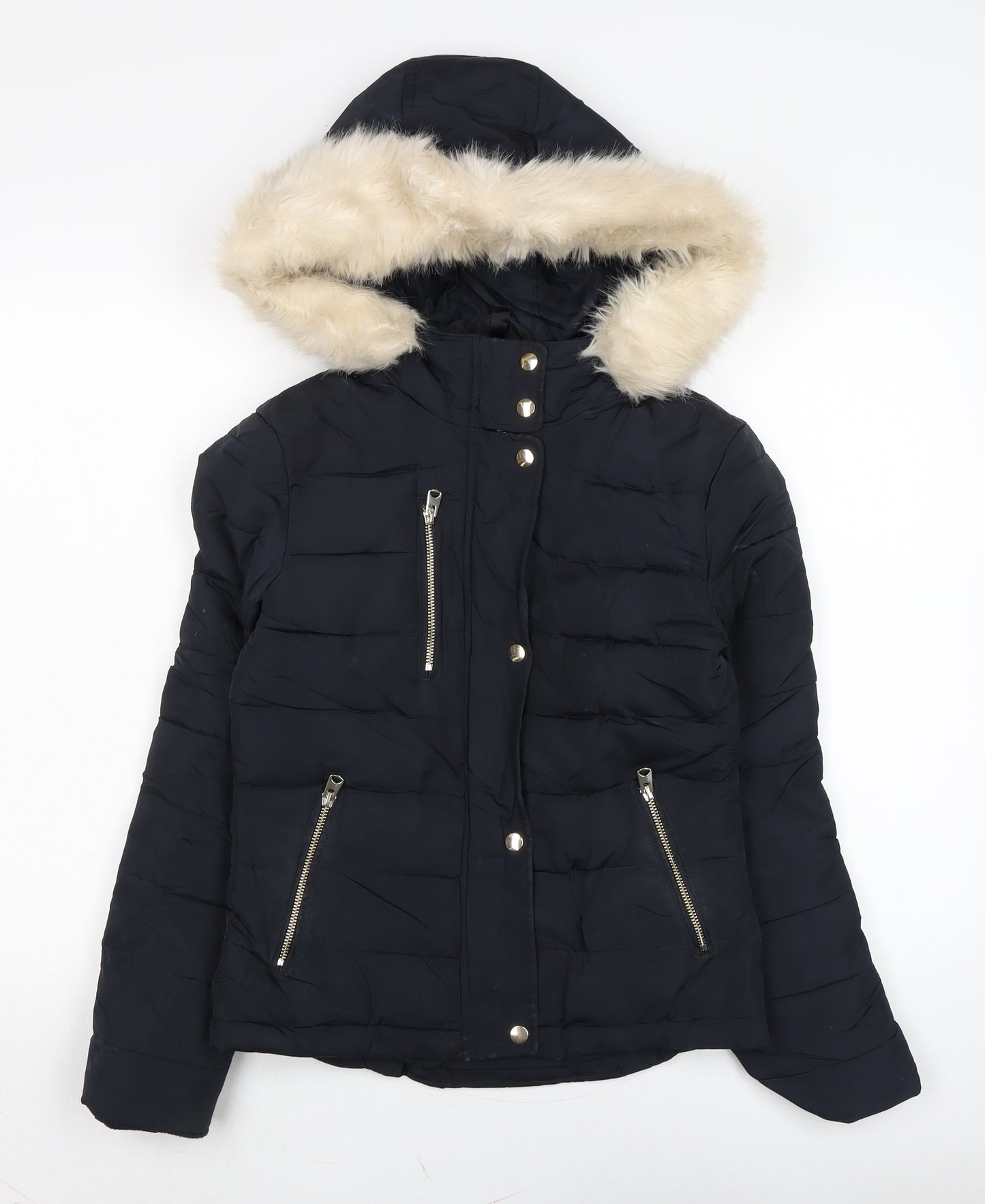 Topshop Womens Black Puffer Jacket Jacket Size 8 Zip