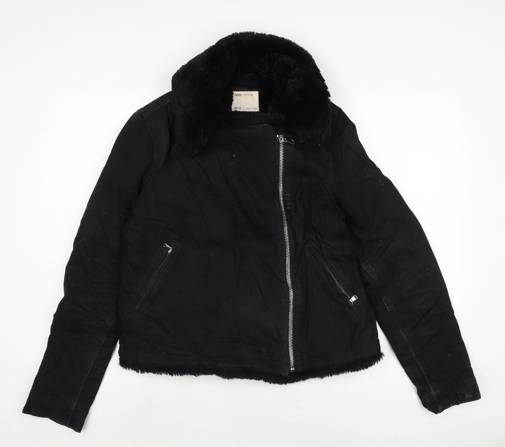 ASOS Womens Black Biker Jacket Size 12 Zip