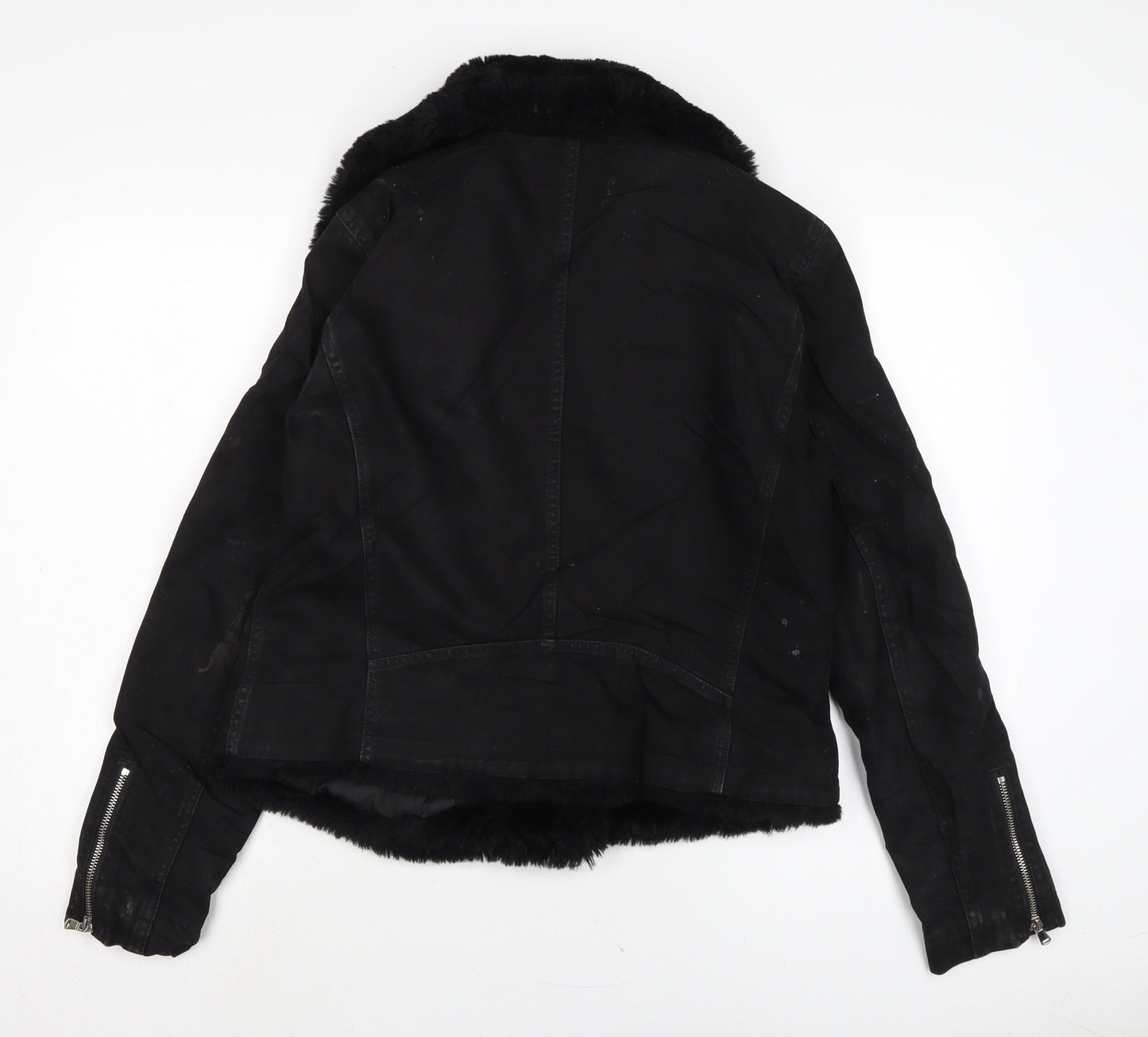 ASOS Womens Black Biker Jacket Size 12 Zip