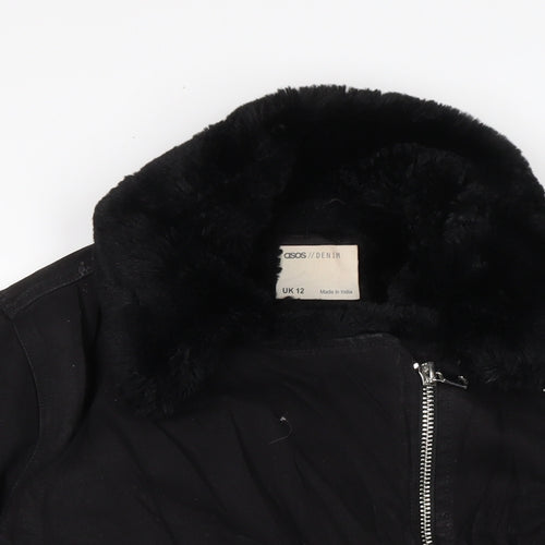 ASOS Womens Black Biker Jacket Size 12 Zip