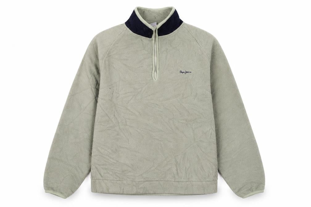 Front view of Pepe Jeans women’s green polyester pullover sweatshirt, size L