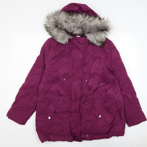 Bonmarché Womens Purple Anorak Coat Size 14 Zip