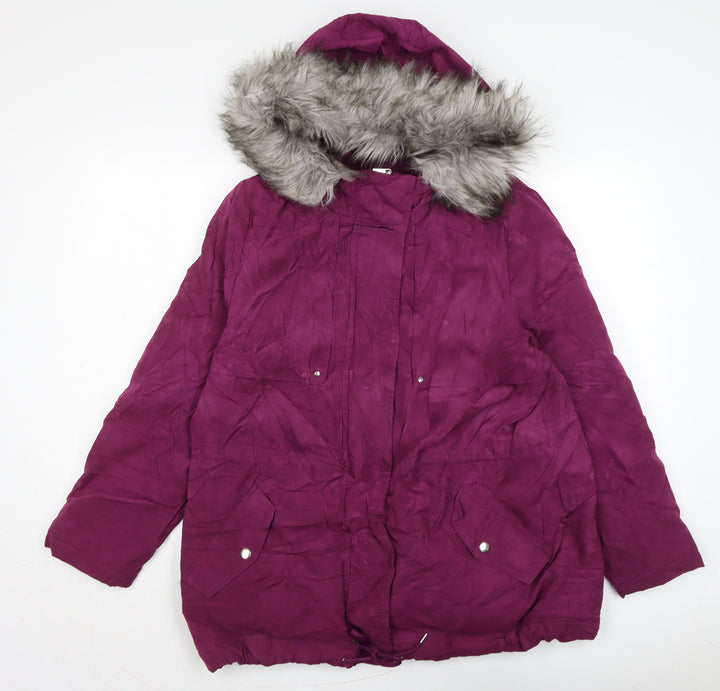 Bonmarché Womens Purple Anorak Coat Size 14 Zip
