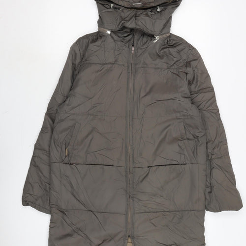 Trussardi Jeans Womens Brown Quilted Coat Size 14 Zip