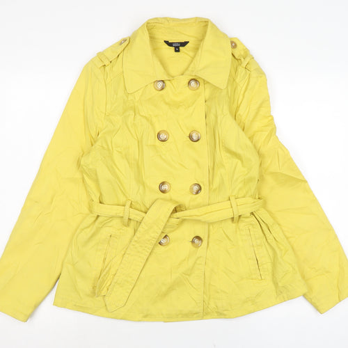 Marks and Spencer Womens Yellow Trench Coat Jacket Size 14 Button