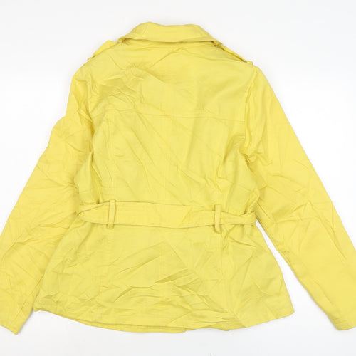 Marks and Spencer Womens Yellow Trench Coat Jacket Size 14 Button