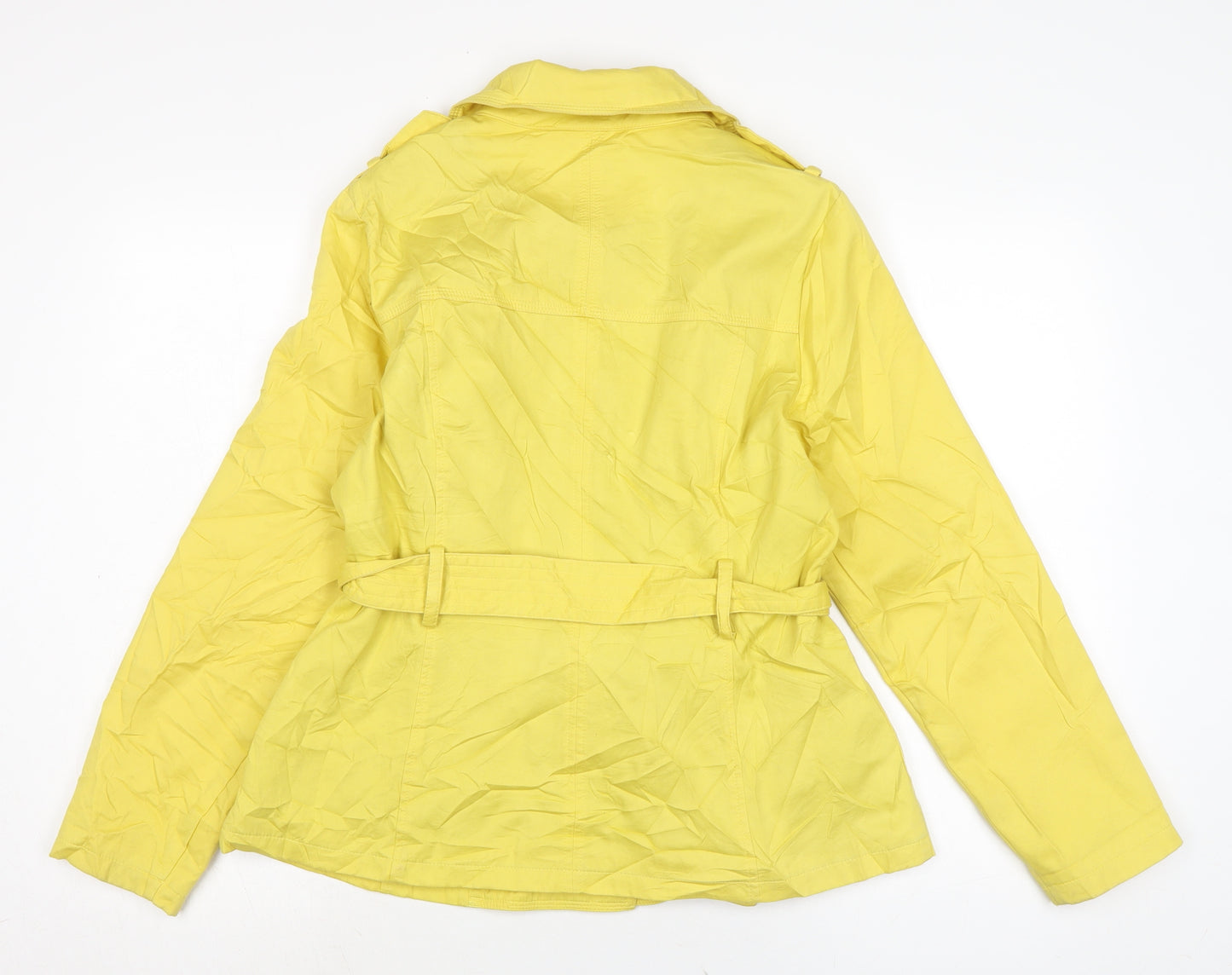 Marks and Spencer Womens Yellow Trench Coat Jacket Size 14 Button