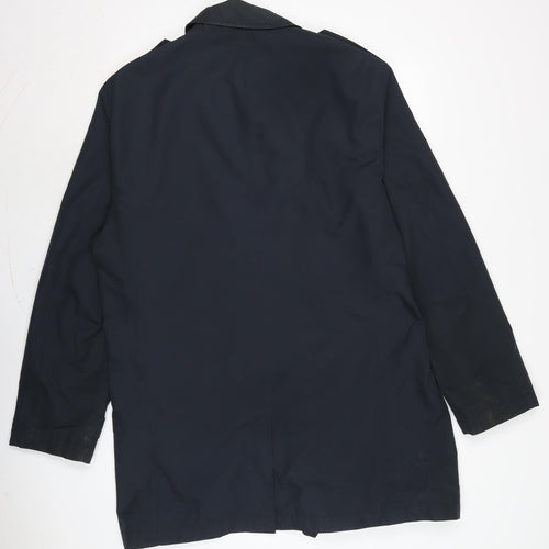 Marks and Spencer Mens Blue Overcoat Coat Size L Button