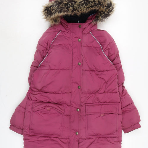 Fat Face Girls Pink Quilted Coat Size 10-11 Years Zip