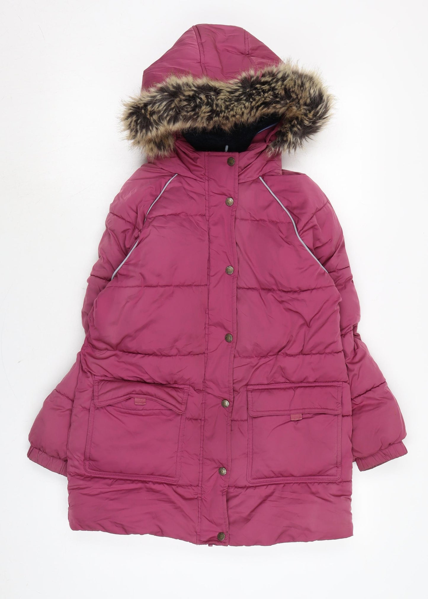 Fat Face Girls Pink Quilted Coat Size 10-11 Years Zip