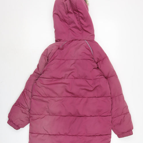 Fat Face Girls Pink Quilted Coat Size 10-11 Years Zip