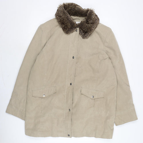 EWM Womens Beige Overcoat Coat Size 20 Zip