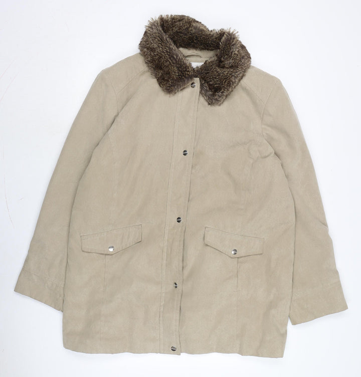 EWM Womens Beige Overcoat Coat Size 20 Zip