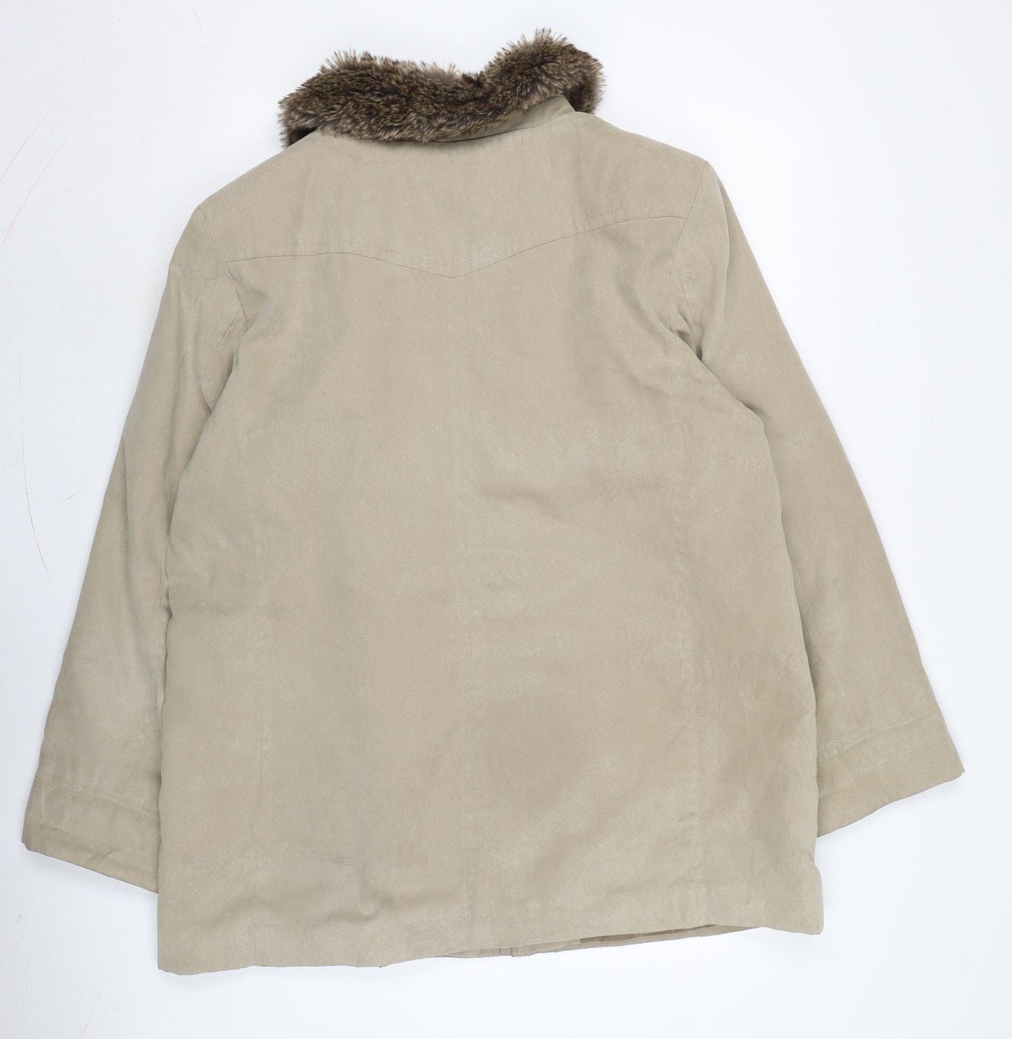 EWM Womens Beige Overcoat Coat Size 20 Zip