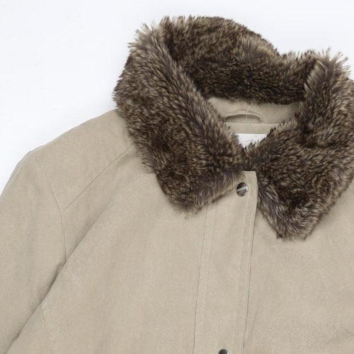 EWM Womens Beige Overcoat Coat Size 20 Zip