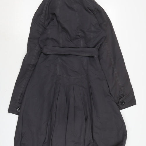 John Rocha Womens Grey Trench Coat Coat Size 8 Snap