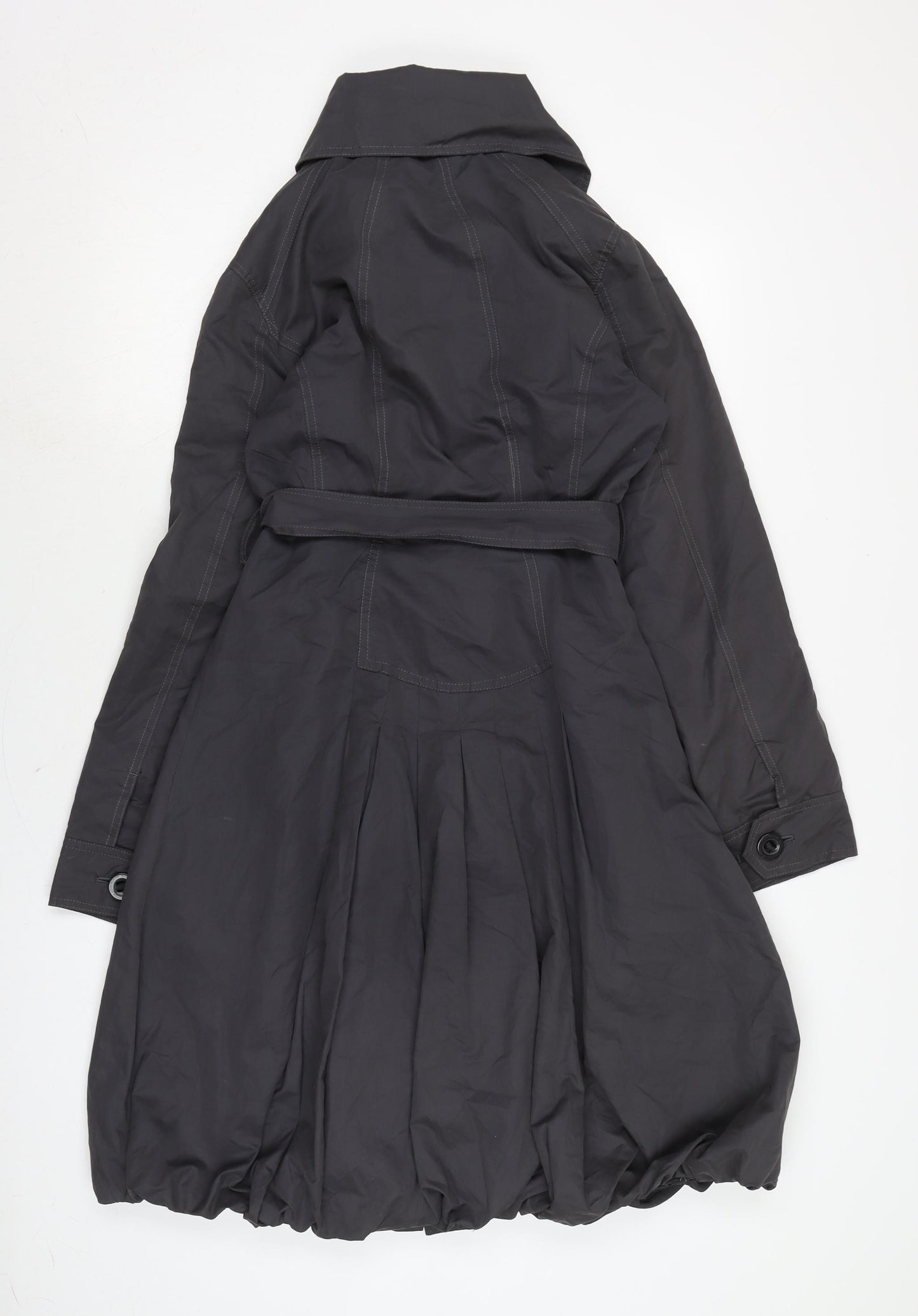 John Rocha Womens Grey Trench Coat Coat Size 8 Snap