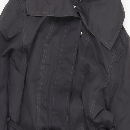 John Rocha Womens Grey Trench Coat Coat Size 8 Snap