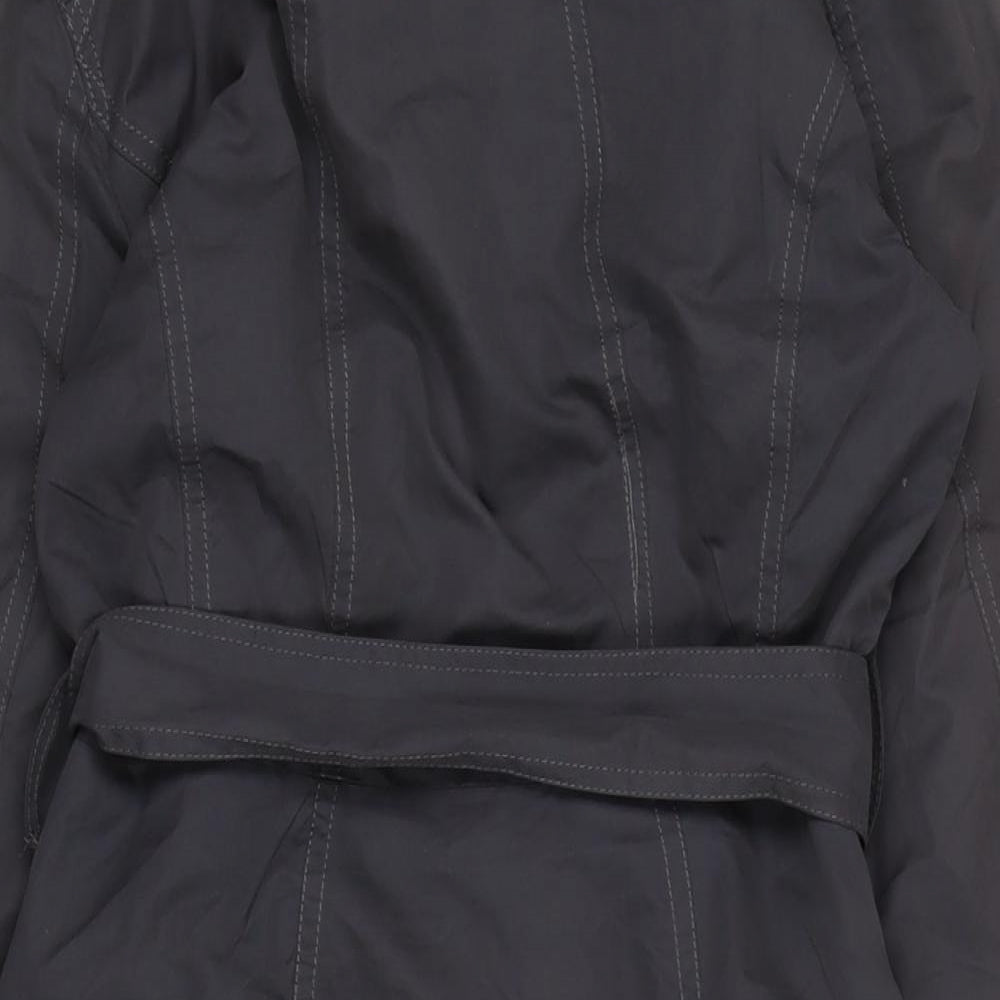 John Rocha Womens Grey Trench Coat Coat Size 8 Snap