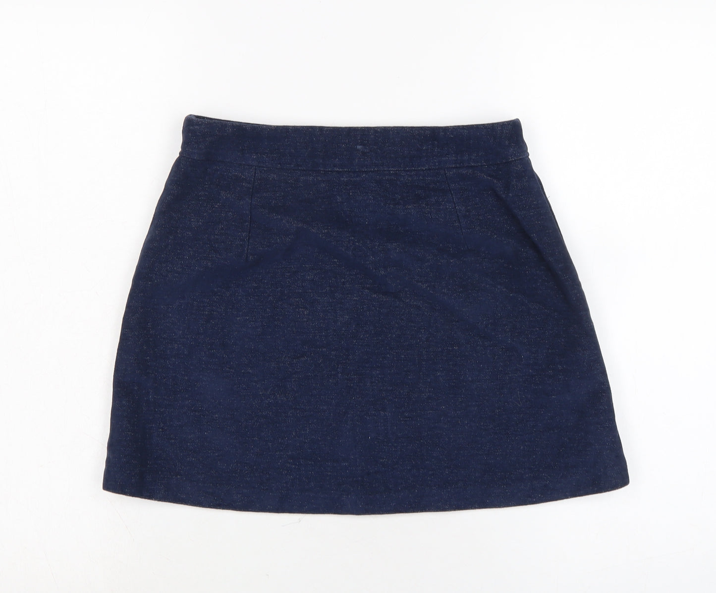 Mango Womens Blue Cotton A-Line Skirt Size 6 Zip