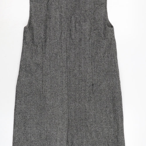 Warehouse Womens Black Herringbone Gilet Waistcoat Size 6 Button