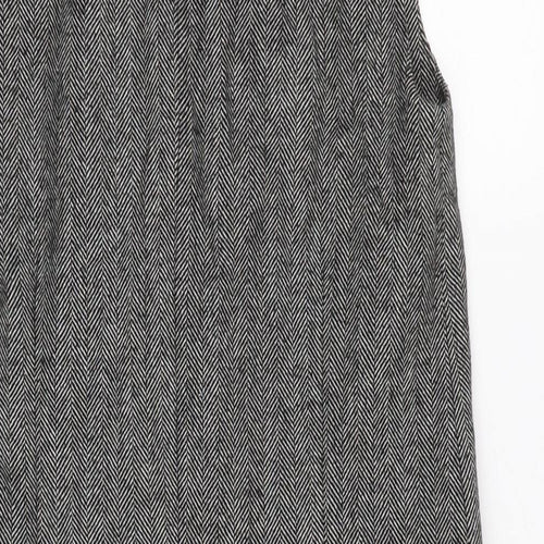 Warehouse Womens Black Herringbone Gilet Waistcoat Size 6 Button