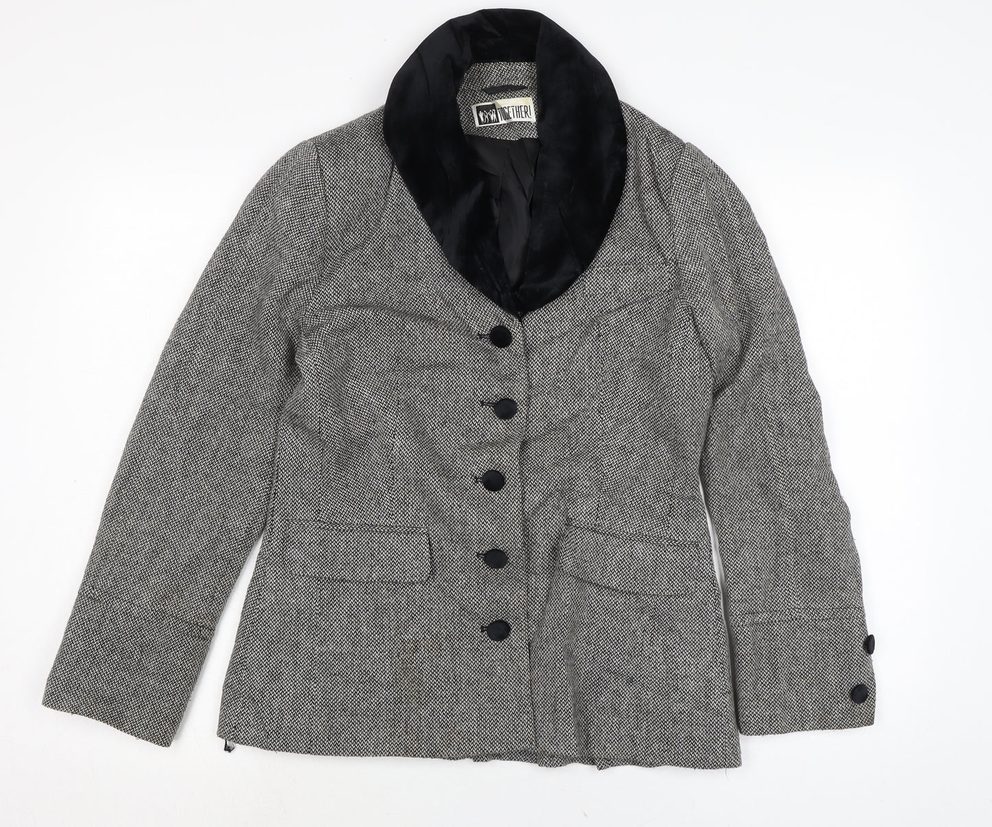 Together Womens Black Jacket Size 12 Button