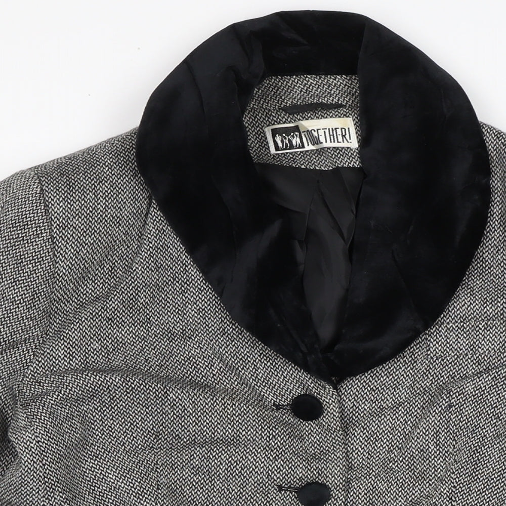 Together Womens Black Jacket Size 12 Button