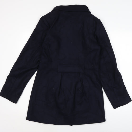 Evita Womens Blue Overcoat Coat Size 12 Button