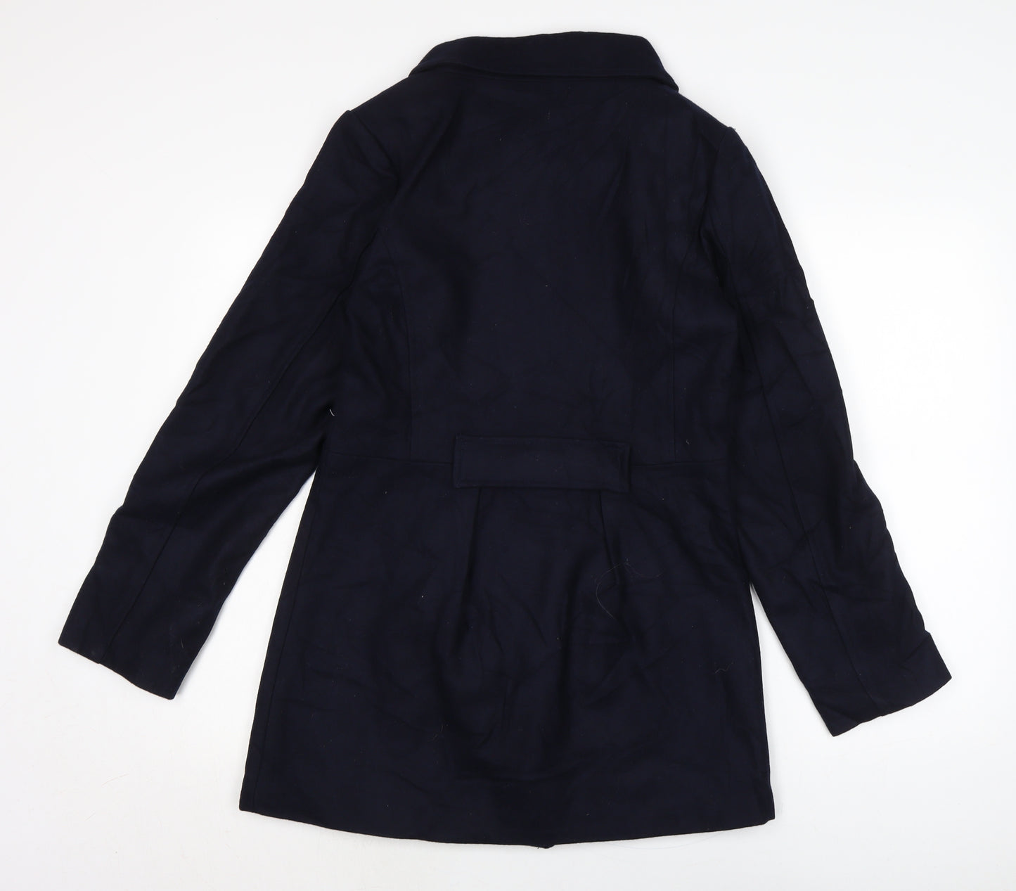 Evita Womens Blue Overcoat Coat Size 12 Button