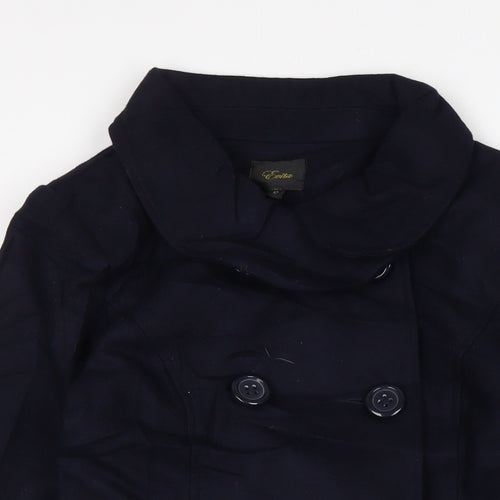 Evita Womens Blue Overcoat Coat Size 12 Button