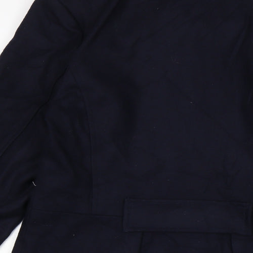 Evita Womens Blue Overcoat Coat Size 12 Button