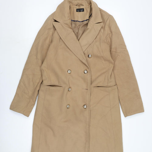 Topshop Womens Beige Overcoat Coat Size 12 Button
