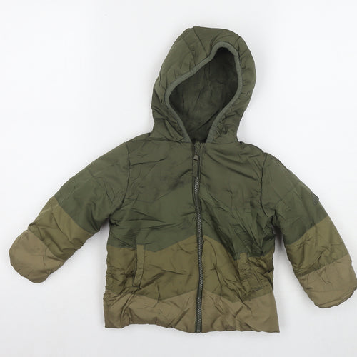 Mothercare Boys Green Puffer Jacket Jacket Size 18-24 Months Zip